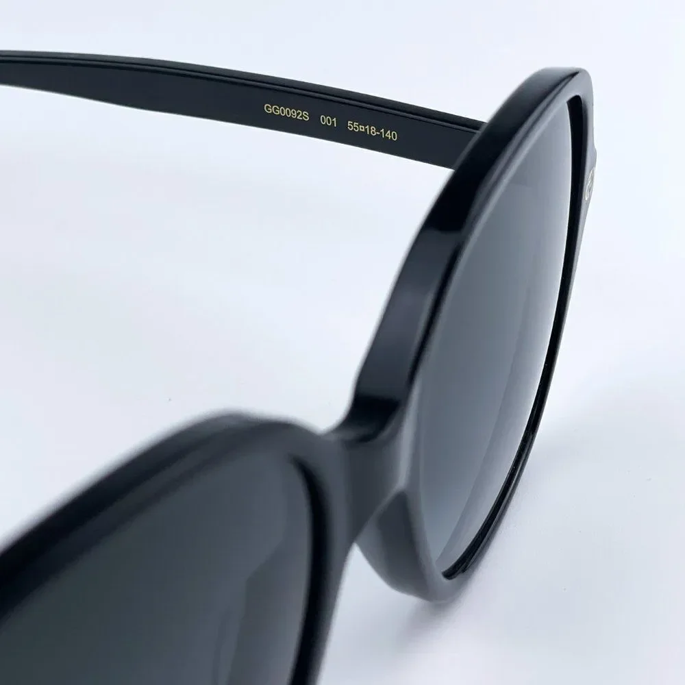 NEW Gucci GG0092S 001 Black Grey Gradient Oval Women Sunglasses
